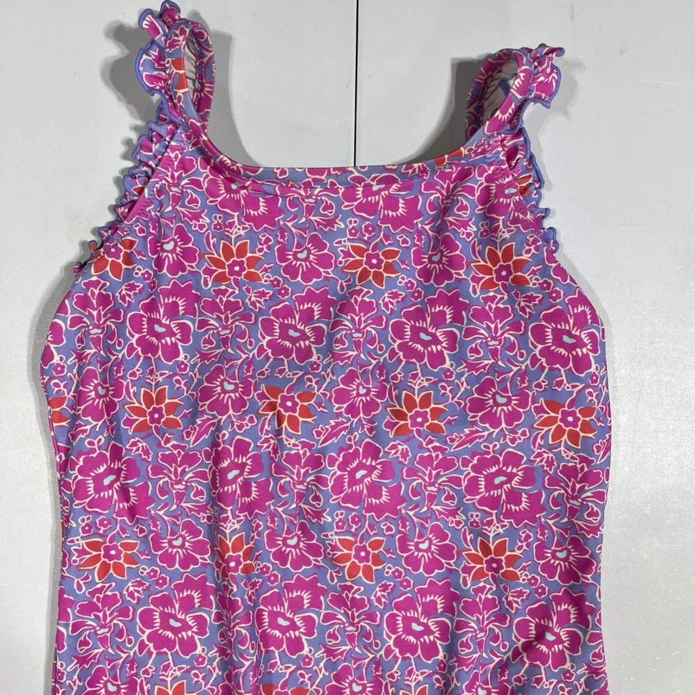 Crewcuts J.Crew Girls Floral Ruffle One Piece Swimsuit 12 Beachy Summer Resort